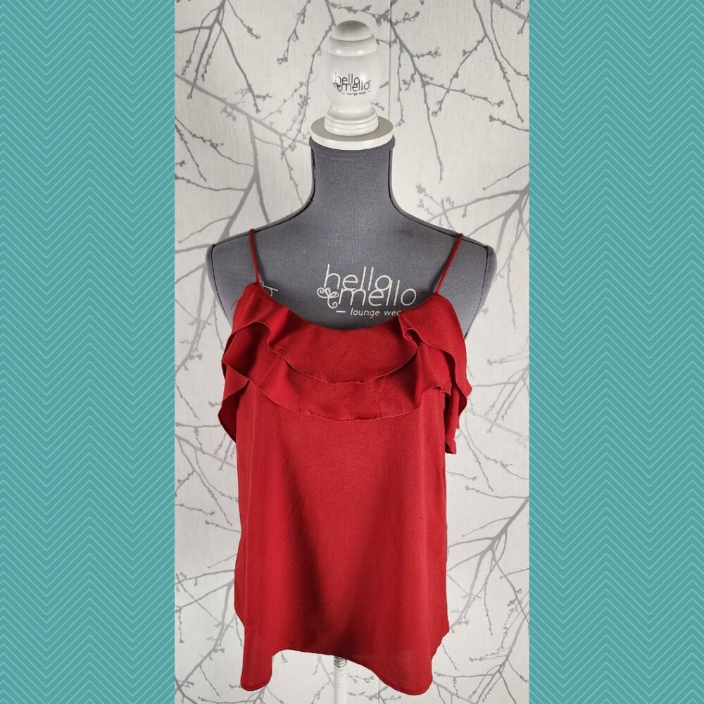 Paper Crane Red Strappy Ruffle Cami